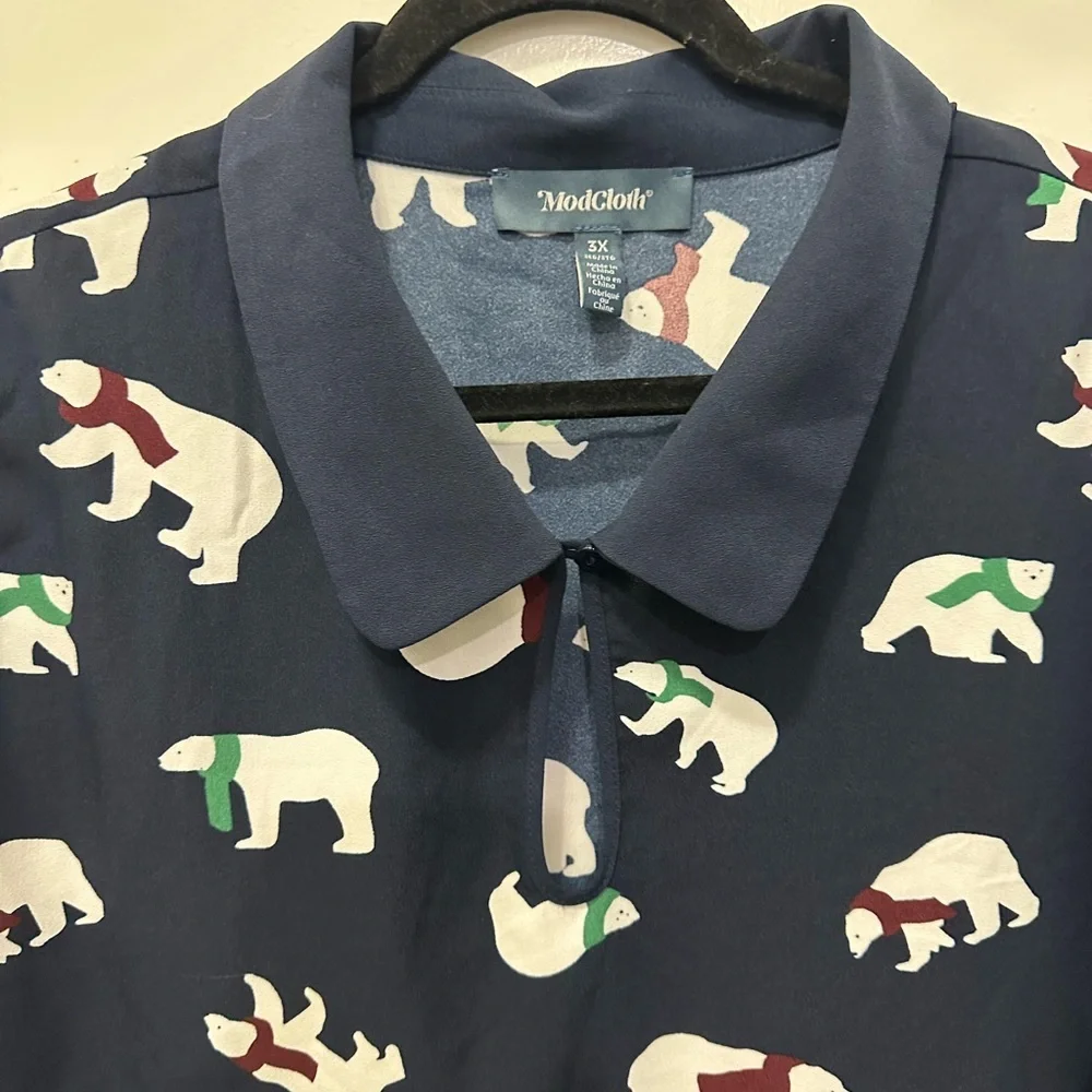 Modcloth Polar Bear Navy and White Top Sz 3X - Picture 2 of 5